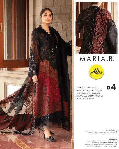 Maria.B Luxury Lawn Embroidered Unstitched 3 Piece Suit DL-1204